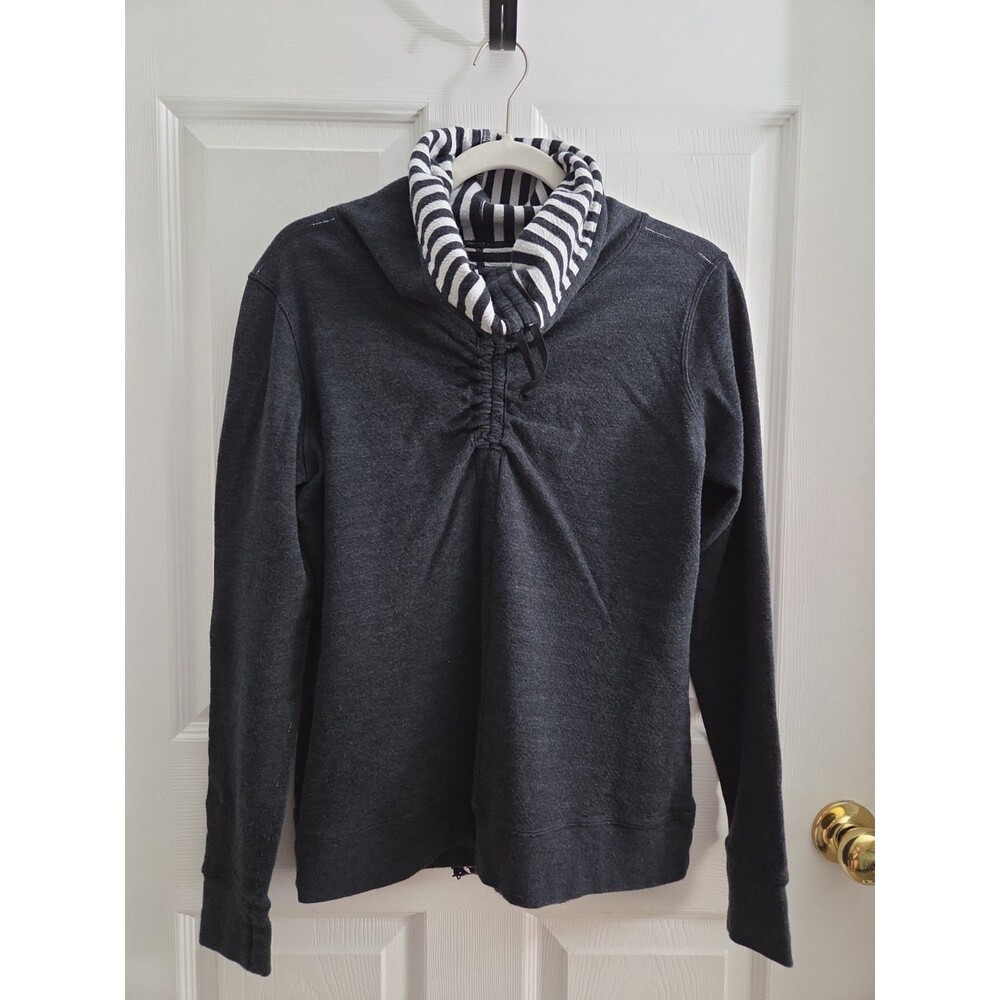 Lululemon In A Cinch Reversible Cowl Neck Pullover Women’s S Gray Striped